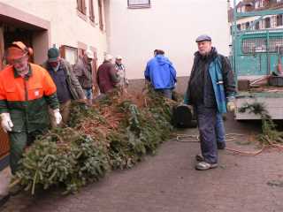 Auch in diesem Jahr hat die Arbeitsgruppe einen Weihnachtsbaum aus dem Garten eines Mitgliedes zur Kelter gebracht