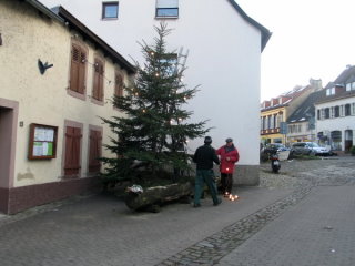In dieser Zeit stellte die Männerarbeitsgruppe den Weihnachtsbaum auf